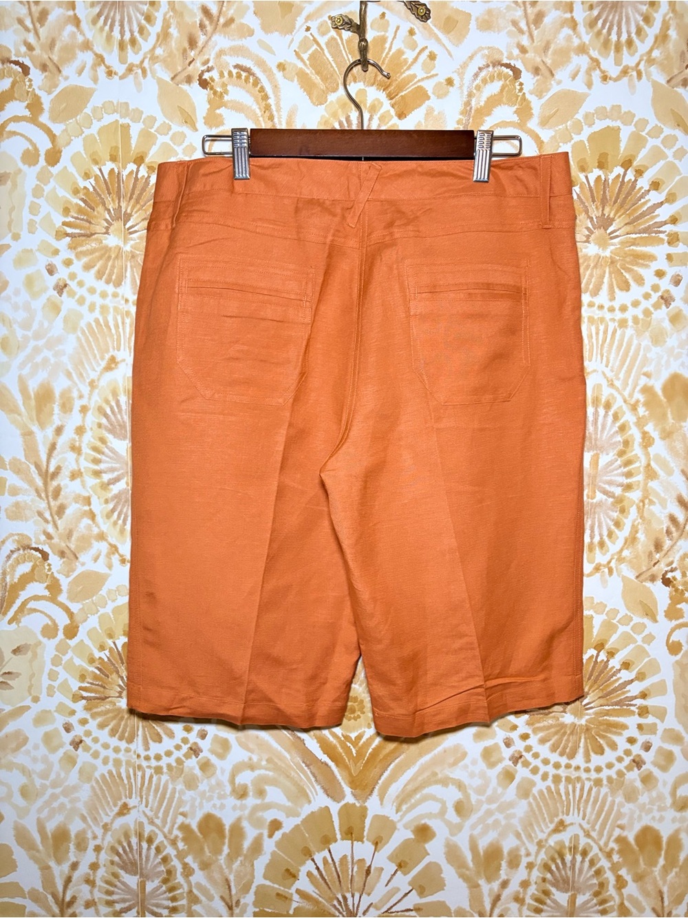 Larry Levine Orange Bermuda Shorts | Tailored Resort Preppy Summer Walking Short - Picture 5 of 10